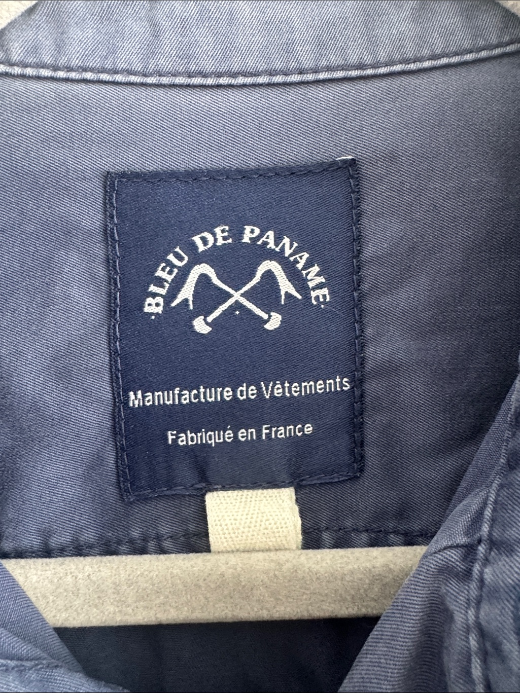 Bleu De Paname Relaxed Navy Button-Down Shirt With Wood-Tone Buttons — image 3 of 3
